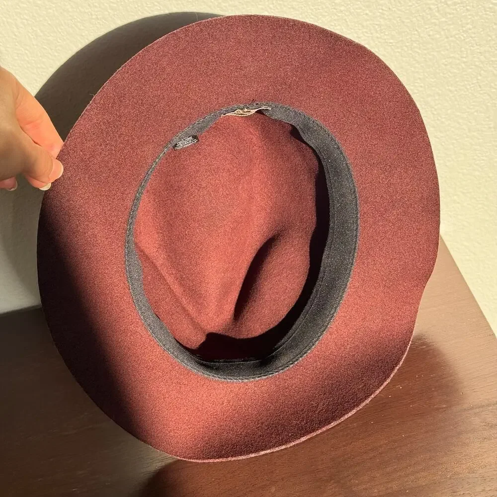 Bailey Poet Burgundy 100% Wool Fedora Hat Small Hollywood Vagabond Packable